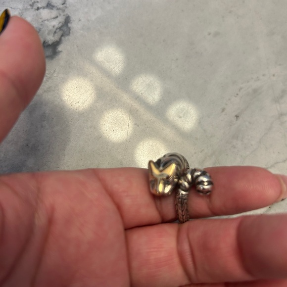 White gold/yellow gold/sterling panther ring with diamond eyes size 7.5/8 - Picture 9 of 10